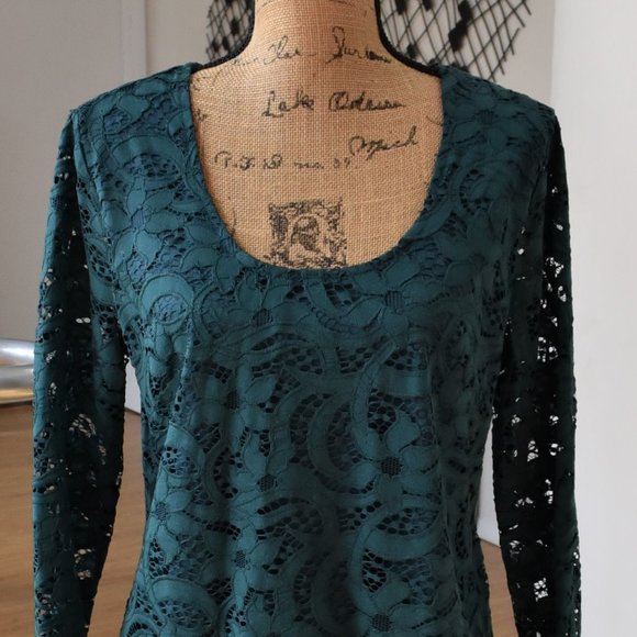 NWT Nanette Lepore Lace Long Sleeve Blouse Top. - Picture 2 of 7